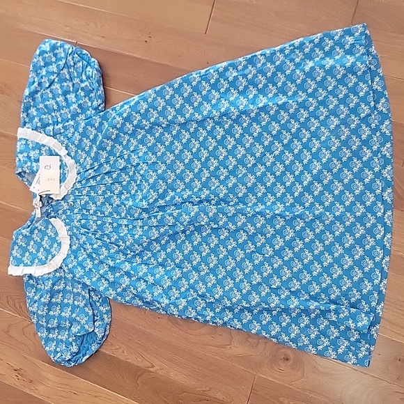 NWT Girls Sea New York Annika Print Puff Sleeve Dress Blue Collared‎ 12Y
